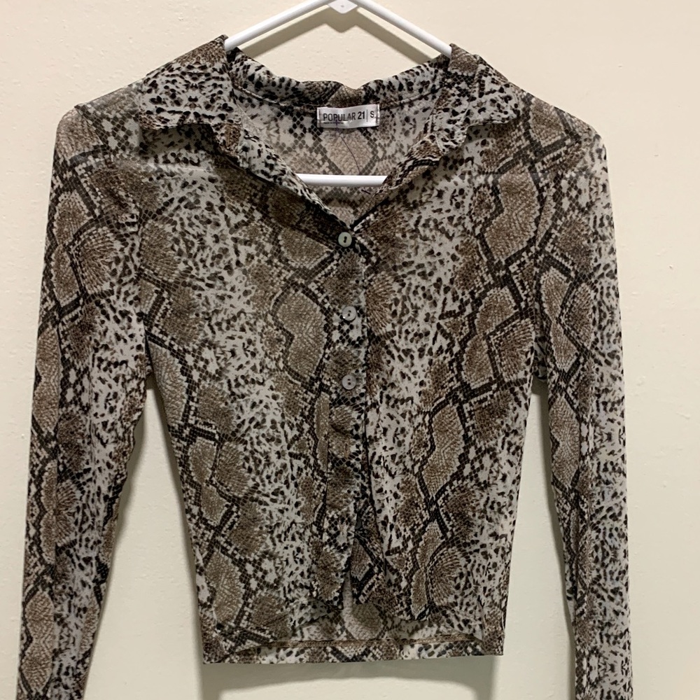Chic Snake Print Button-Down Shirt